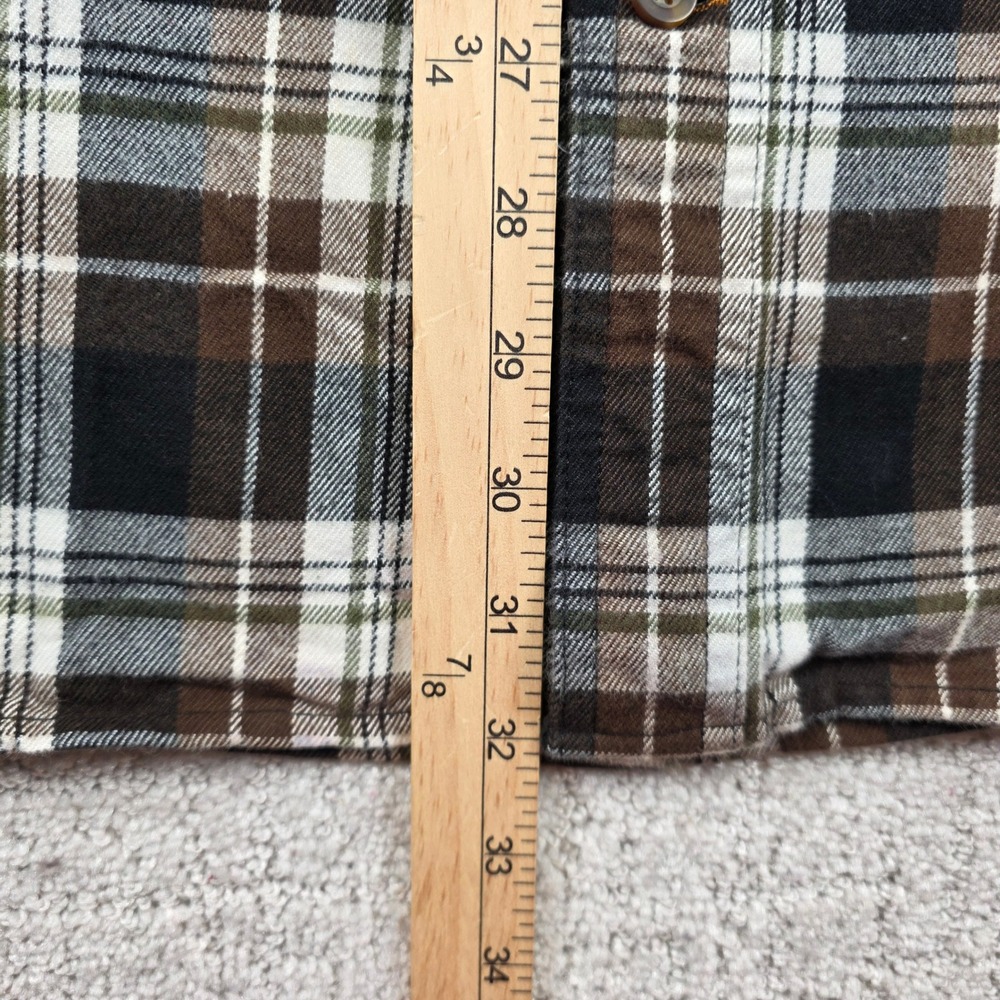Carhartt Mens 2XL Relaxed Fit Brown Black Plaid Flannel Shirt Long Sleeve Pocket - Picture 6 of 9